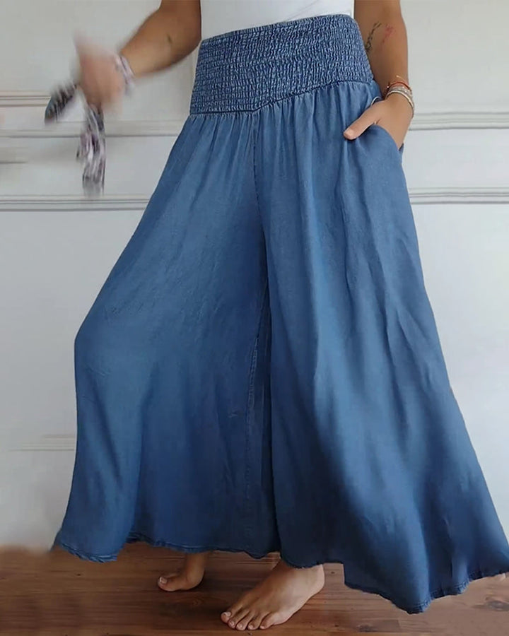 Modische Boho Damen Weite Hose, fließend & bequem, perfekt für warme Tage, Urlaub oder lässige Freizeit.