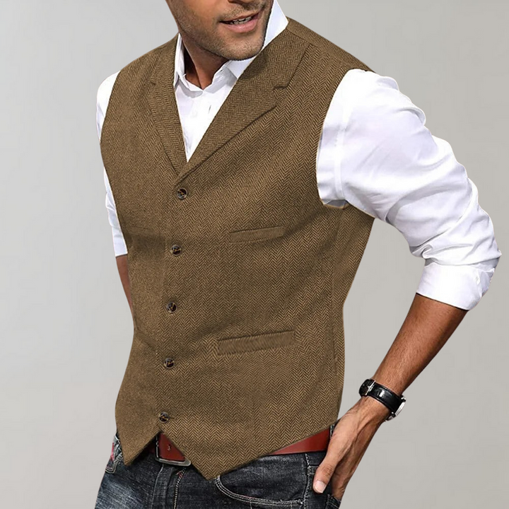 Elegante Herren Business-Weste aus Polyester in Grau, perfekt für formelle Anlässe.