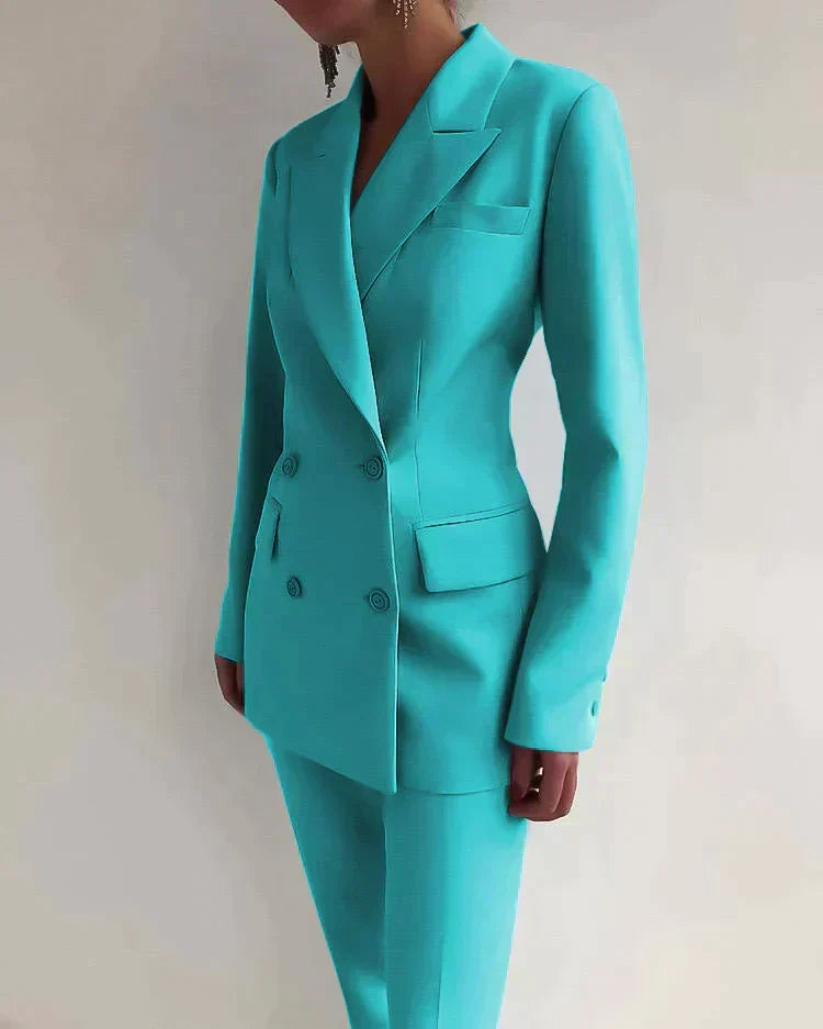 Vielseitiges Damen Set: Komfortables Blazer & Hose Outfit für Business Mode und Freizeit mit Chic.