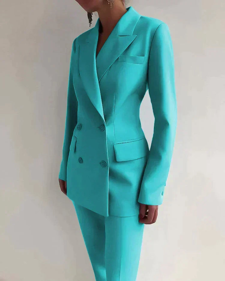 Vielseitiges Damen Set: Komfortables Blazer & Hose Outfit für Business Mode und Freizeit mit Chic.