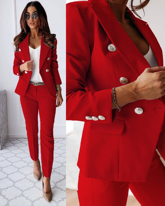 Modisches Damen Anzug Set in elegantem Design. Bequemer Zweiteiler für Herbst & Winter, perfekt für Freizeit & Business.