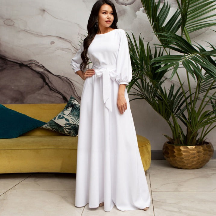 Elegantes Damen Langarm Maxikleid für Hochzeitsgäste, festlich und formell, perfekt für besondere Anlässe.