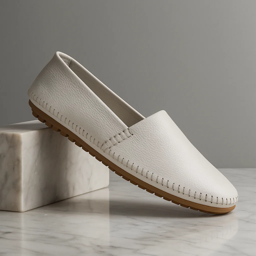Detailansicht Herren Slipper-Loafer: Handgenähte Naht und hochwertige Materialien für Tragekomfort.