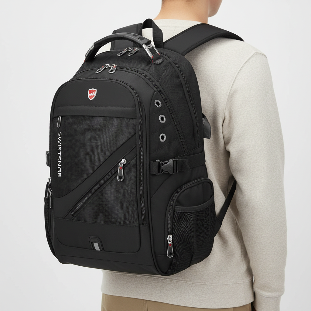 Robuster Laptoprucksack AquaGuard, multifunktional und wasserdicht, ideal als Schul- oder Reiserucksack.