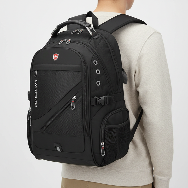 Robuster Laptoprucksack AquaGuard, multifunktional und wasserdicht, ideal als Schul- oder Reiserucksack.