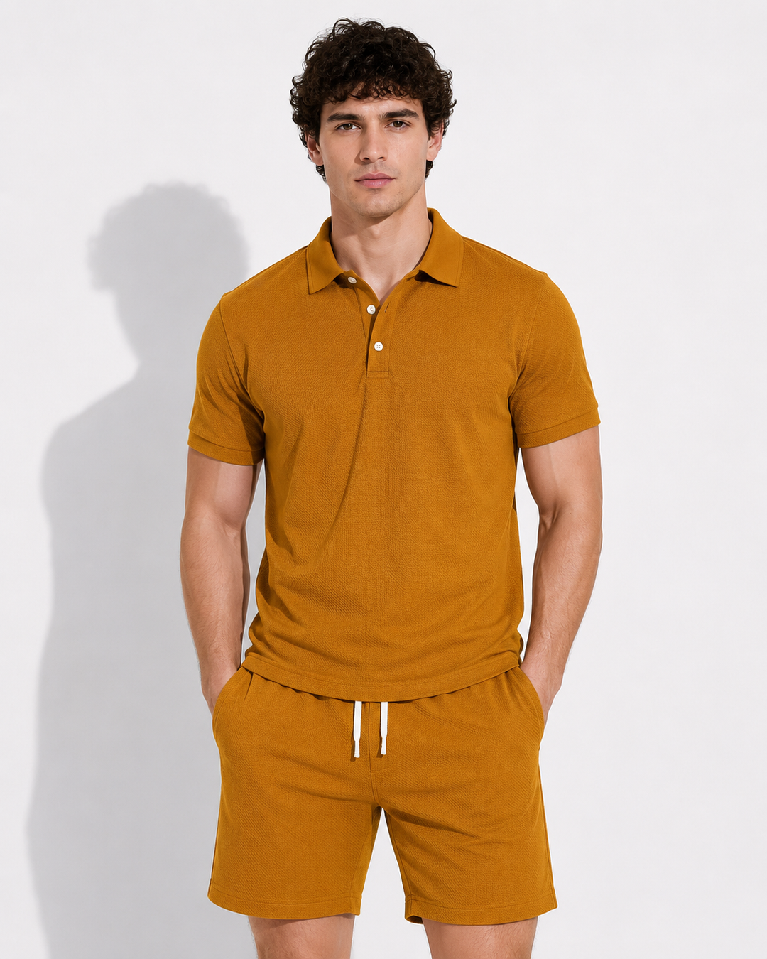Stilvoller Herren Zweiteiler: Kurzarm Poloshirt & bequeme Shorts. Ideal für Sommer und Urlaub.