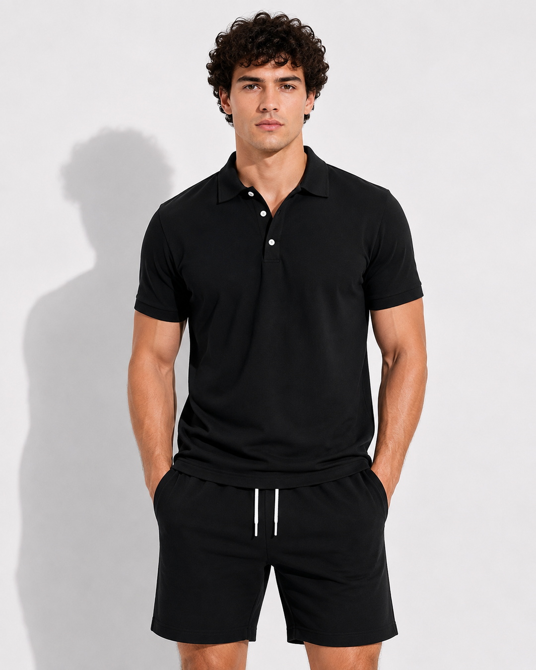 Elegantes Herren Sommer Set: Kurzärmliges Poloshirt und passende Shorts. Stilvoller Look.