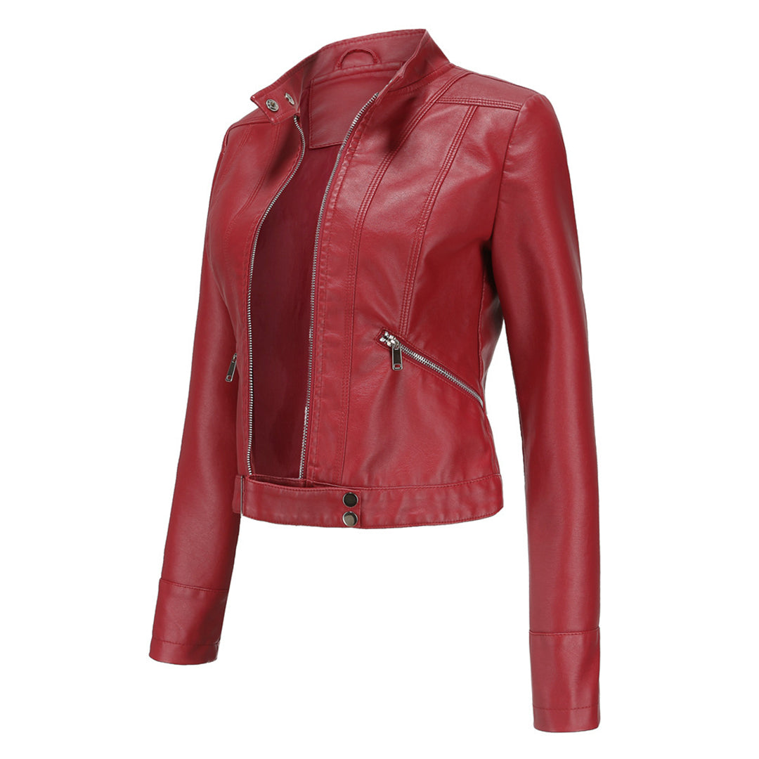 Zeitlose Damen Übergangsjacke aus Leder. Klassisches Design, perfekt kombinierbar für elegante und lässige Looks.