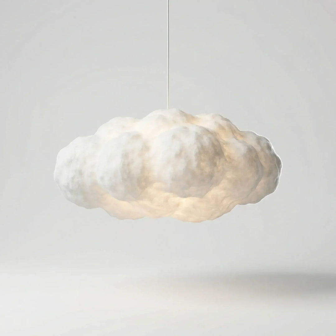 Moderne wolkenförmige LED-Hängeleuchte in Weiß, perfekt für energiesparende und stimmungsvolle Wohnraumbeleuchtung.