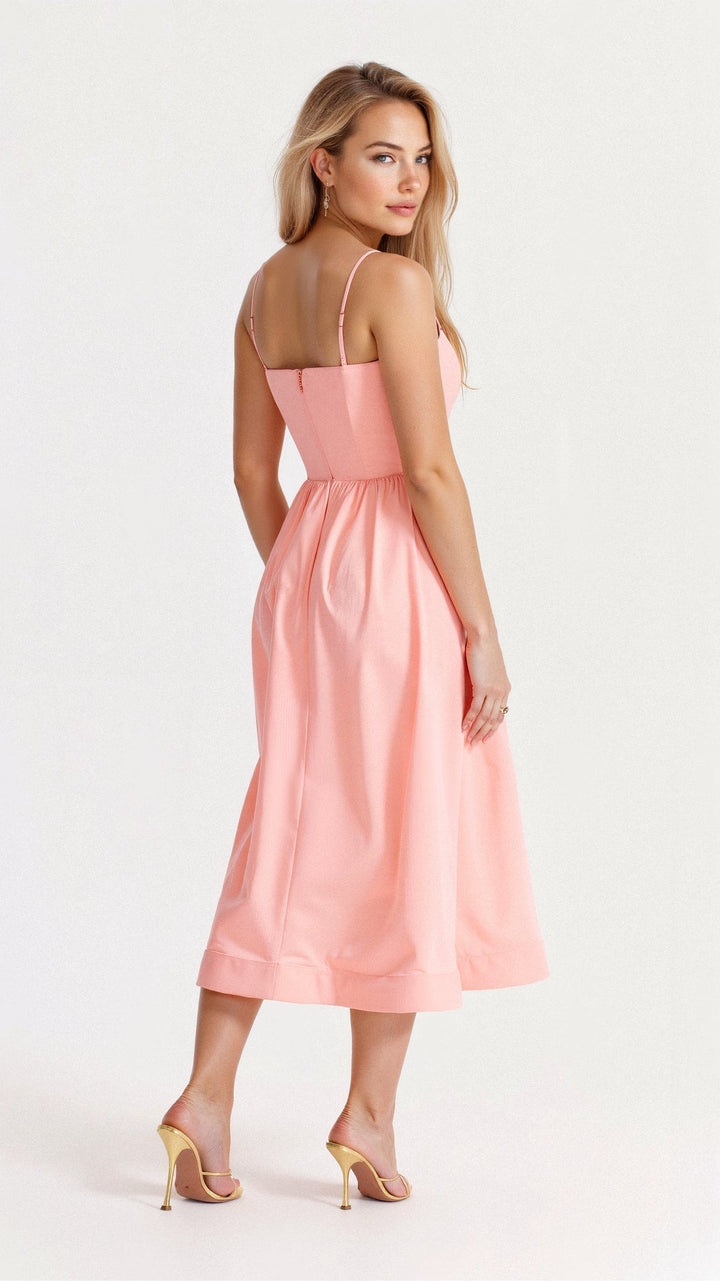 Ascot-Stil A-Linien-Midikleid für Damen. Schick und bequem, ideal für warme Sommertage & Events.