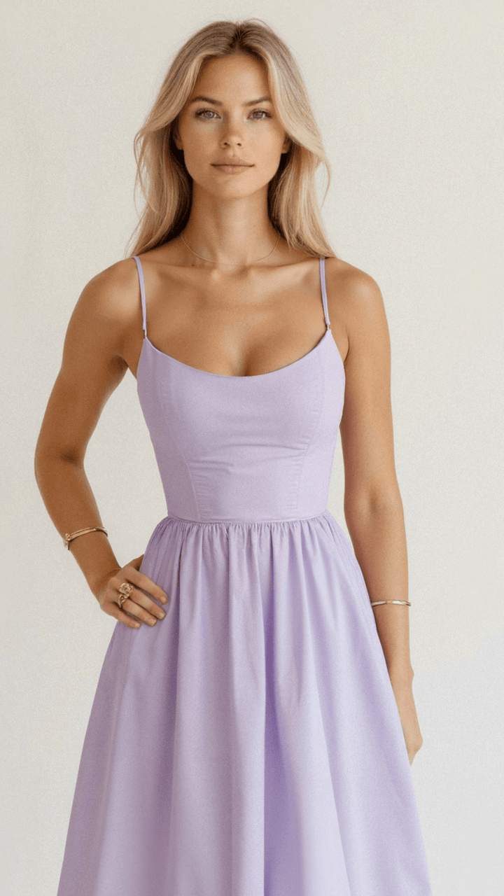 Stilvolles A-Linien-Midikleid für Damen. Ascot-Stil, perfekt als elegantes Hochzeitsgast-Sommerkleid.