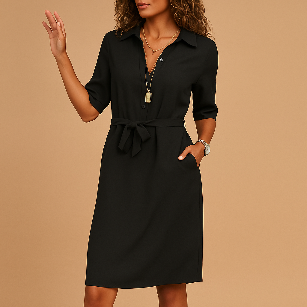 Damen Hemdblusenkleid "Johanna" mit Gürtel. Elegantes Frühjahrs- & Sommerkleid für vielseitige Anlässe.