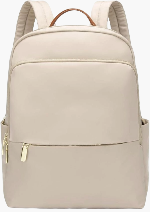 Robuster eleganter Damen Rucksack, Detail hochwertige Reißverschlüsse und Beschläge, langlebig.