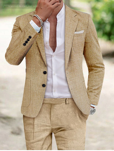 Eleganter Slim Fit Herren Sommer Zweiteiler mit Sakko & Hose, modisch für Business & Freizeit.