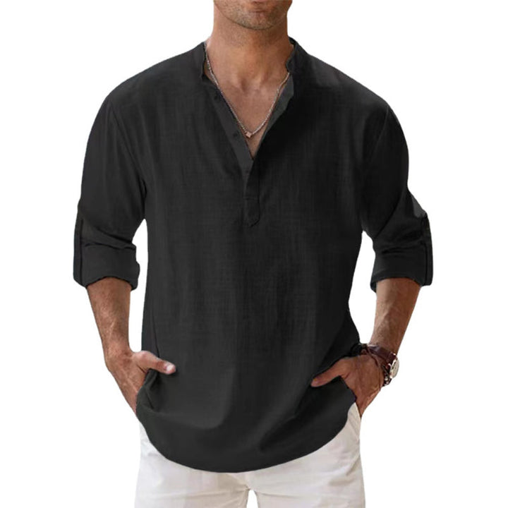 Vielseitiges Herren Langarm Hemd: kombiniert lässige Eleganz mit Komfort für Freizeit- und Strandoutfits.