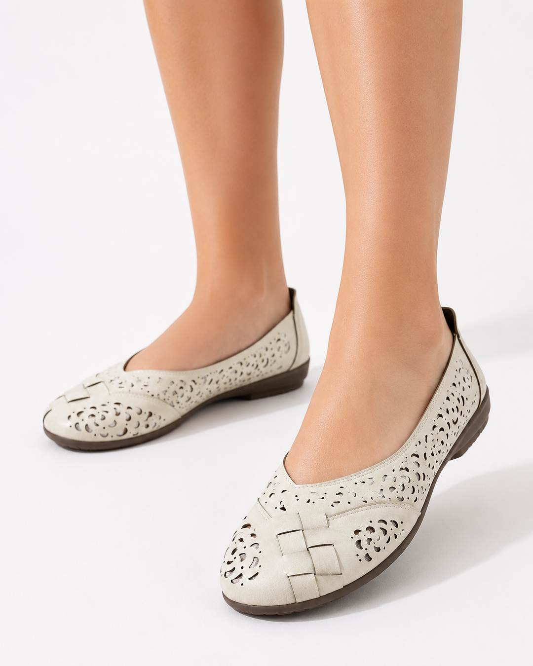 Damen Perforierte Slip-On-Ballerinas, bequeme Sommerschuhe für Freizeit & Reisen.