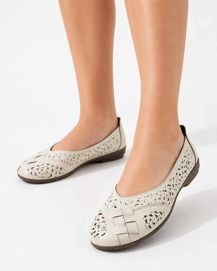 Damen Perforierte Slip-On-Ballerinas, bequeme Sommerschuhe für Freizeit & Reisen.