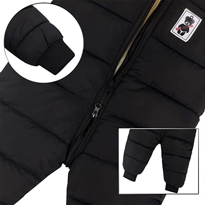 Gemütlicher Unisex Baby Schneeanzug mit Kapuze & Bärenohren. Maximaler Komfort für Babys im Winter.