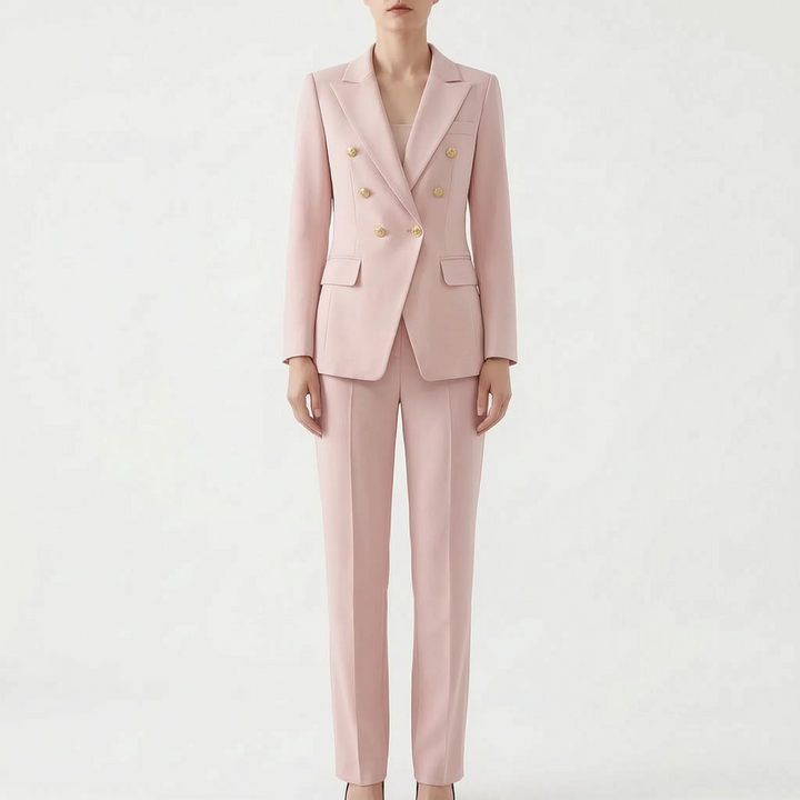 Damen Hosenanzug Tracey im Detail: Blazer mit Reverskragen & passende Hose. Edle Damen Bekleidung.