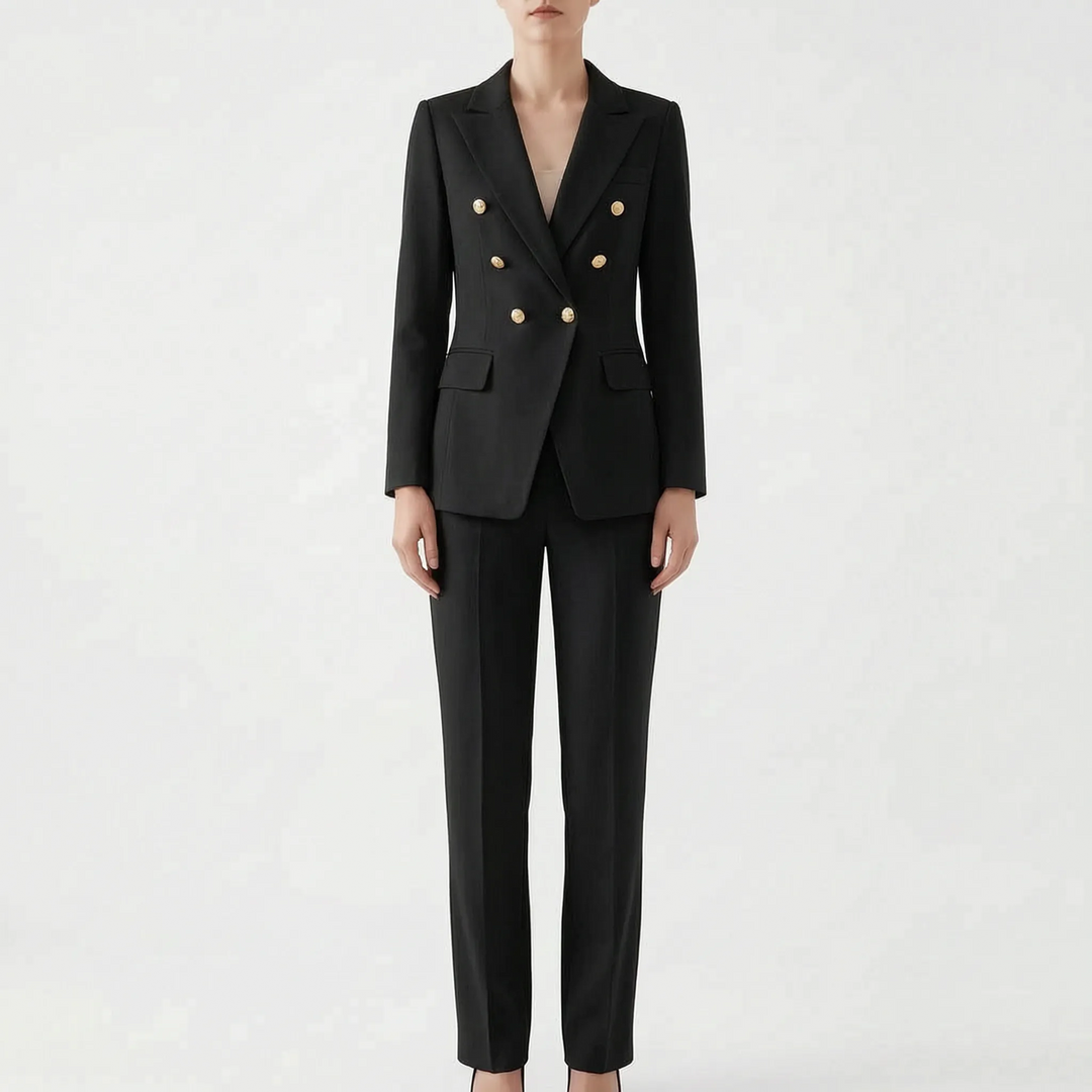Vielseitiger Damen Zweiteiler Hosenanzug Tracey. Geeignet für Business, Feiern & elegante Freizeitlooks.
