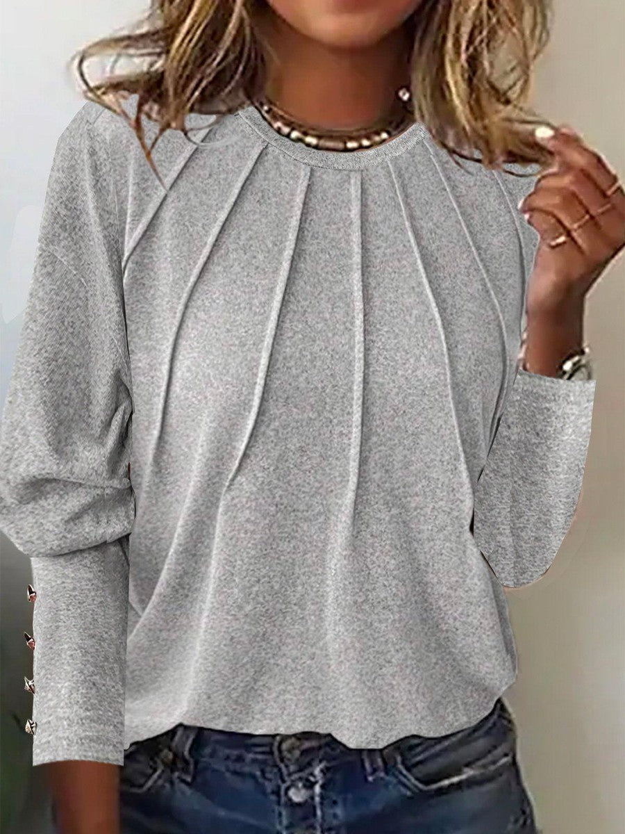 Komfortables graues Damen Longsleeve, ein atmungsaktives Basic für moderne Freizeitlooks.