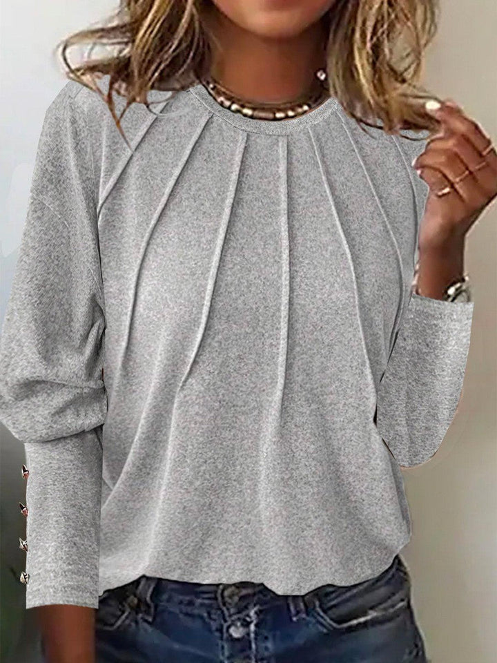 Komfortables graues Damen Longsleeve, ein atmungsaktives Basic für moderne Freizeitlooks.