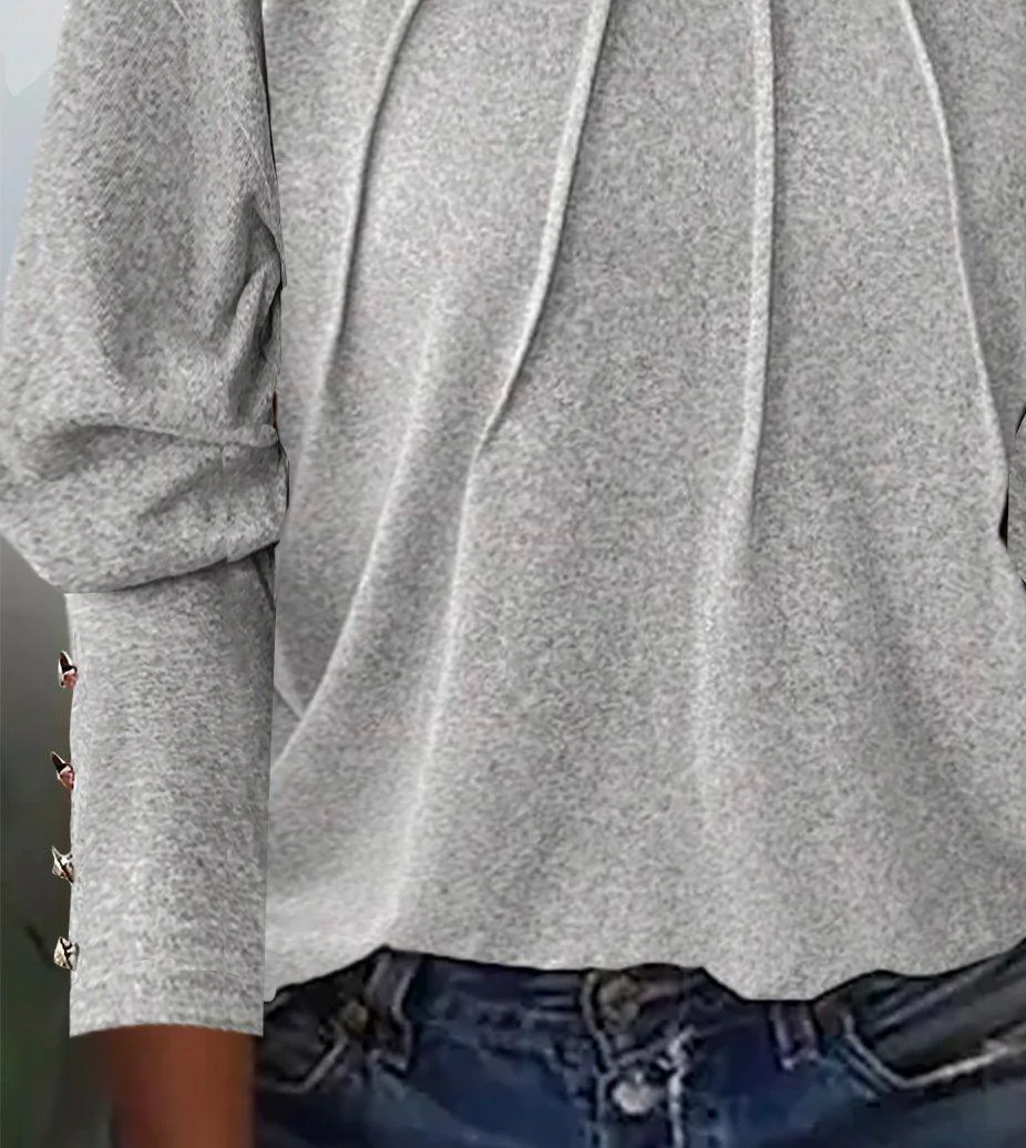 Modernes graues Damen Langarmshirt, ein bequemes Basic-Oberteil für lässige oder elegante Outfits.