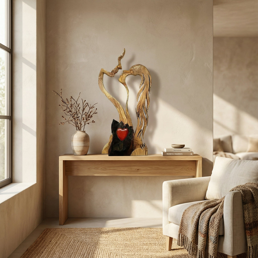 Originelle Geschenkidee: Abstrakte Paar Skulptur. Moderne Dekoration für ein harmonisches Zuhause.