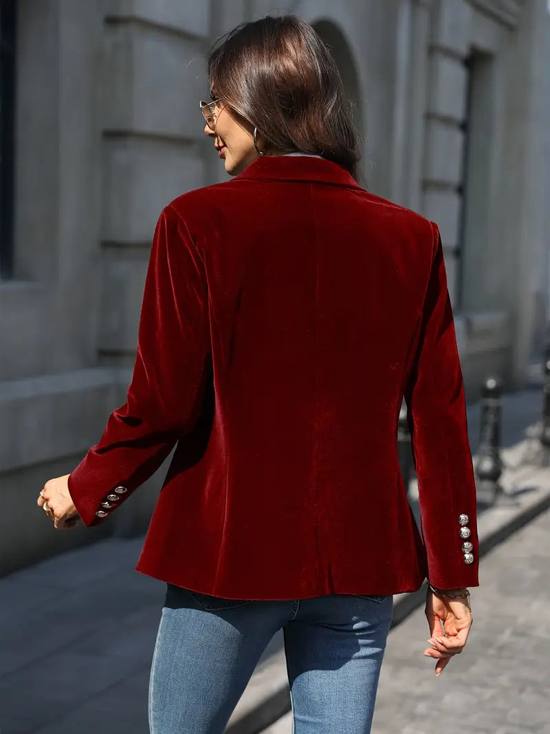 Grüner Ein-Knopf-Blazer für Damen, klassisch und bequem, für Büro und stilvolle Freizeit.