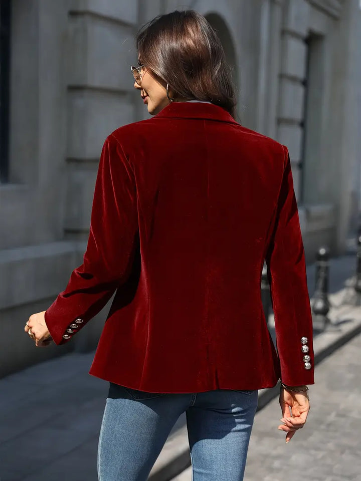Grüner Ein-Knopf-Blazer für Damen, klassisch und bequem, für Büro und stilvolle Freizeit.
