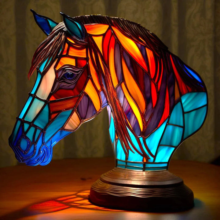 Handgefertigte Tierlampe im Buntglas-Stil, akzentuiert jeden Raum mit warmem Stimmungslicht.