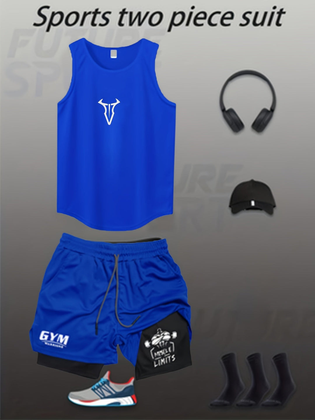 Stilvolles Herren Fitness-Outfit für warme Tage. Leichtes Tanktop und bequeme Shorts zum Trainieren.