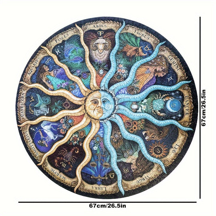 Hochwertiges Rundpuzzle 1000 Teile, ideal für Astrologie-Fans und als herausforderndes Erwachsenenpuzzle.
