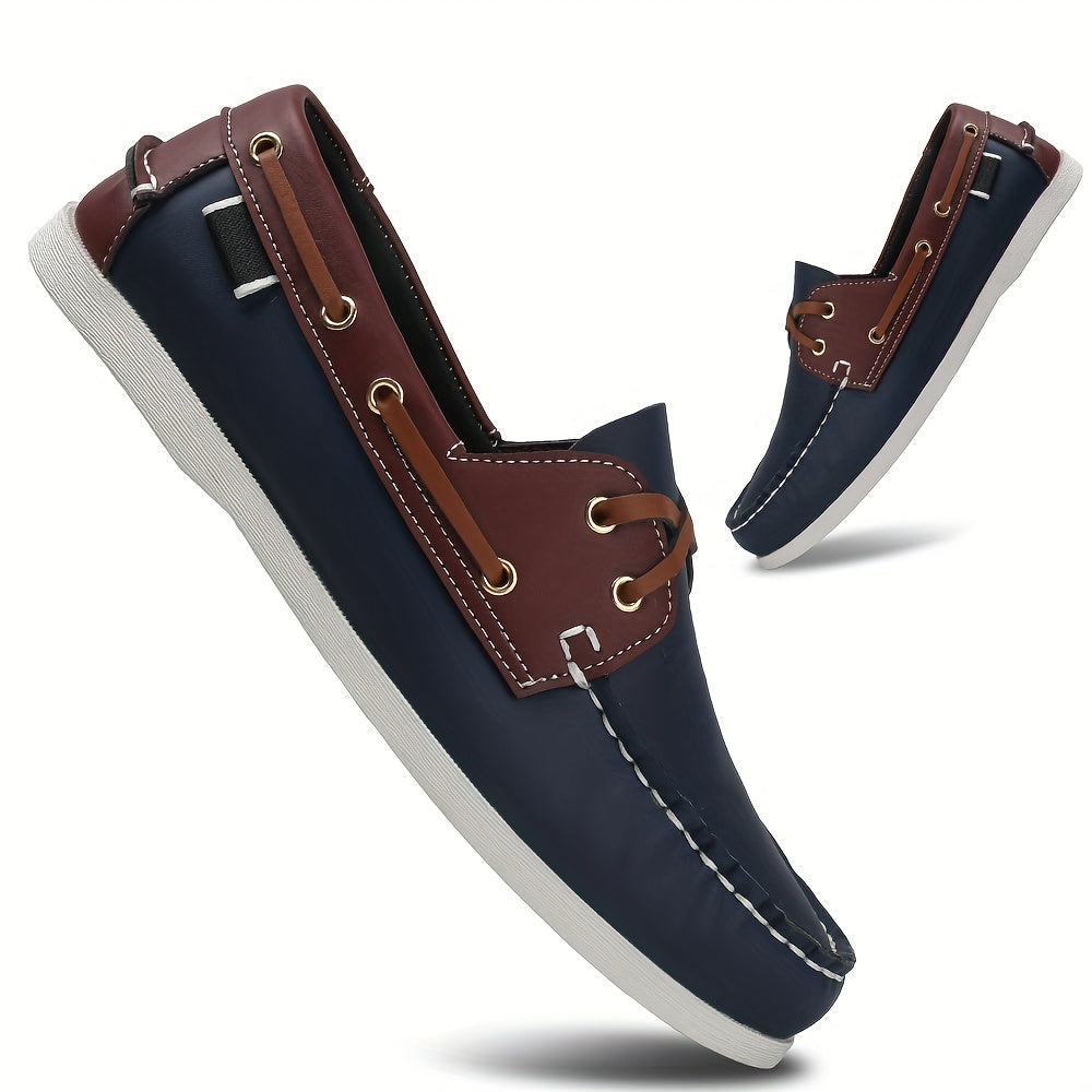 Seitenansicht hochwertiger Herren Bootsschuhe. Vintage-Look, ideal für Alltag & Freizeit.