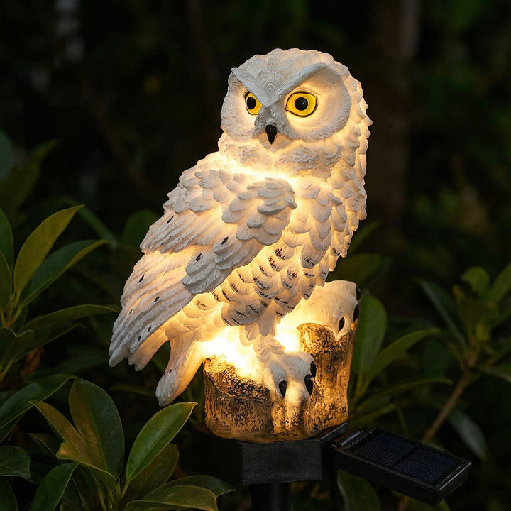 Kabellose Eulen-Solarleuchte: Perfekte Dekolampe für Garten & Terrasse. Warmweiße LED sorgt für Gemütlichkeit.