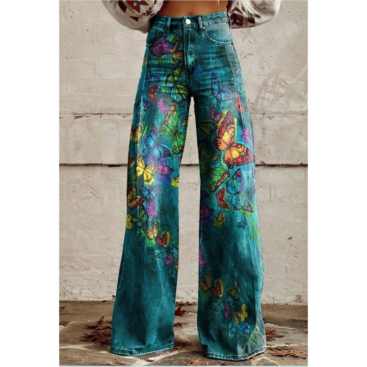 Vielseitige Damen Schlaghose mit Blumenprint, ideal für lässige Freizeit-Outfits.