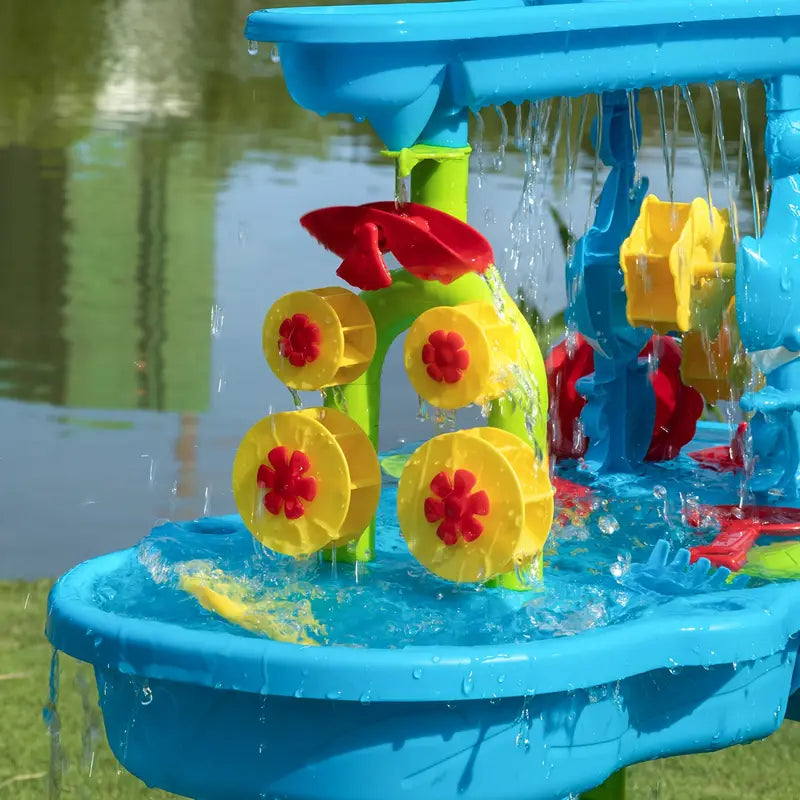 Sensorischer Wasserspieltisch mit Wasserfall; interaktives Spielzeug zur Förderung der Feinmotorik bei Kindern.