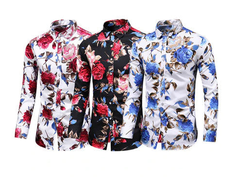 Modisches Herren Freizeithemd Finn mit trendigem Blumenprint, ideal für einen eleganten Look.