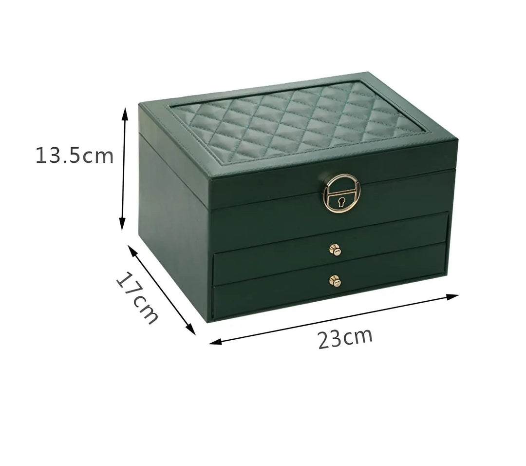 Elegante, mehrschichtige Schmuckaufbewahrung aus PU-Leder; ideal zur Organisation von Damenschmuck.