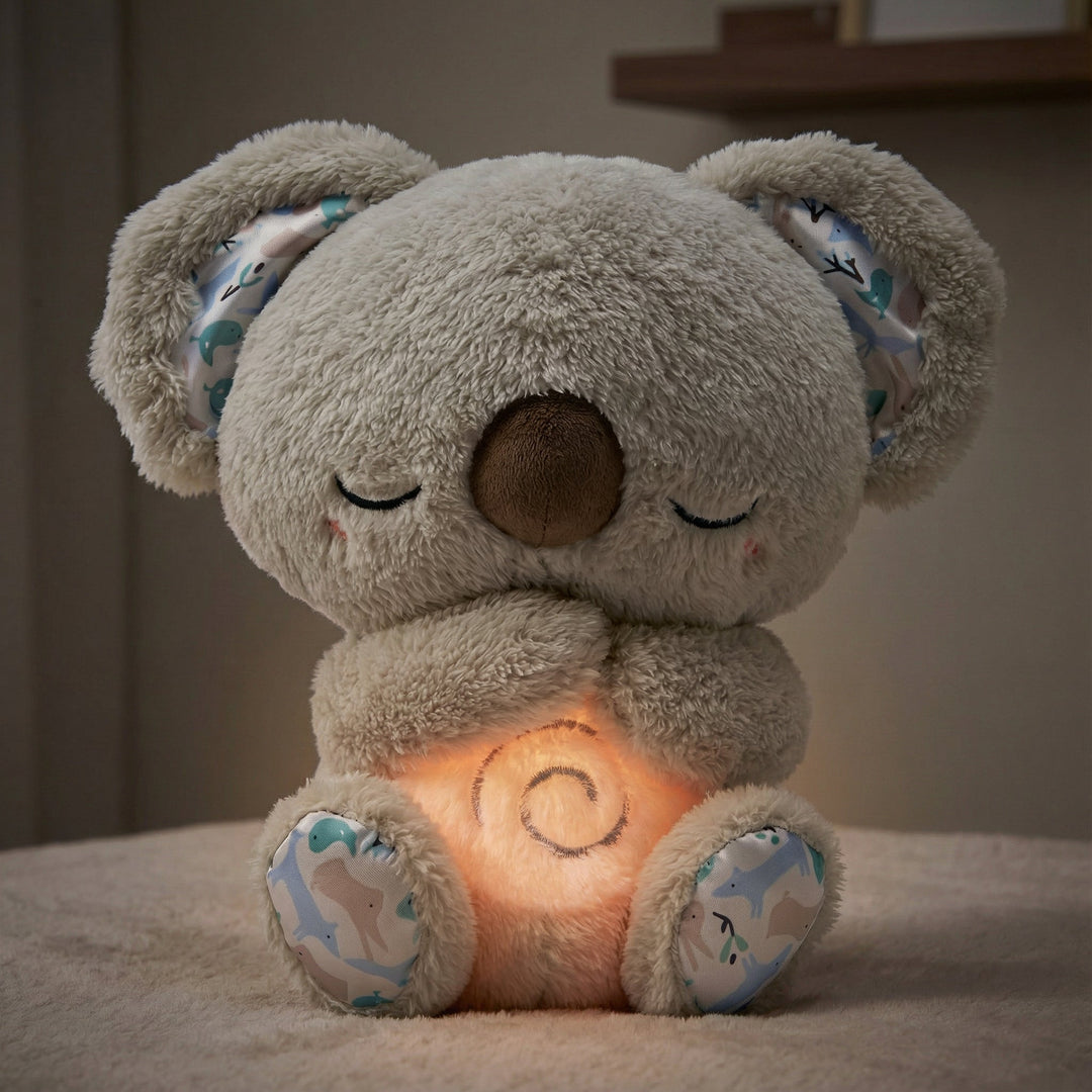 Flauschiges Koala Plüschtier mit beruhigender Atemfunktion und warmem Nachtlicht für Babys & Kinder.