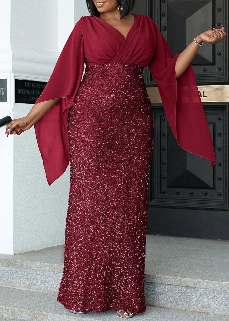 Festliches Plus Size Damenkleid, Midi-Länge, stilvoll und schmeichelhaft für elegante Anlässe.