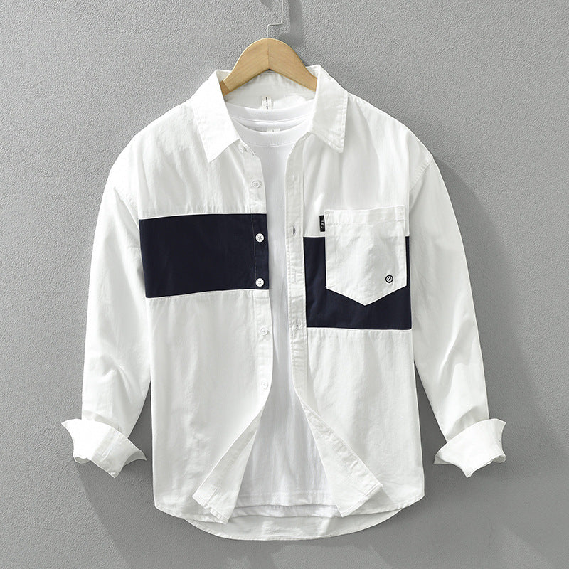 Herren Langarmhemd im Cargo-Stil, mit coolem Patchwork-Muster. Perfekt als Freizeithemd und bequemes Oberteil.