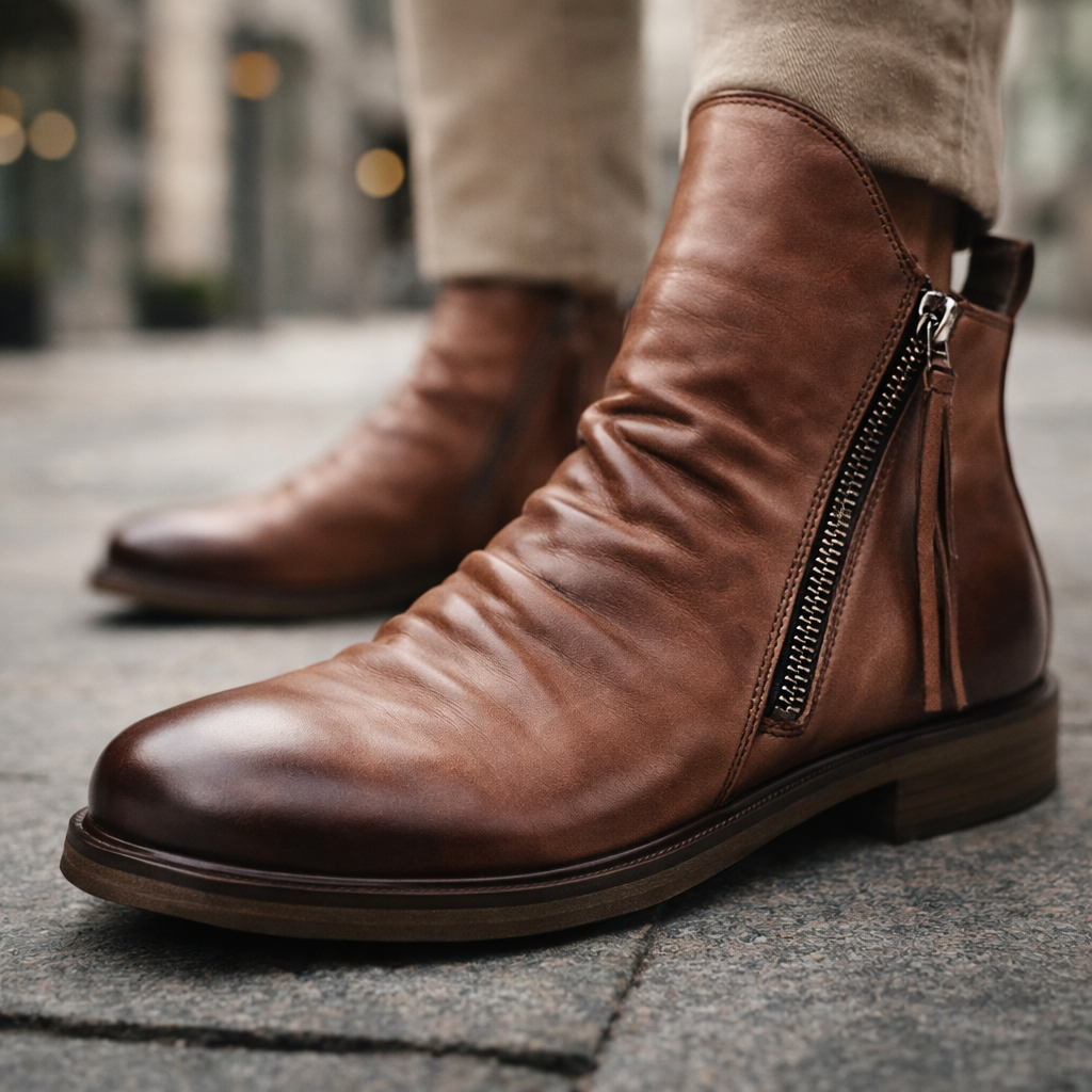 Vordere Ansicht der schwarzen Herren Chelsea Boots. Edle Stiefel für Business casual & elegante Herrenmode.