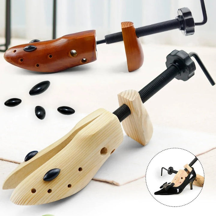 Verstellbarer Schuhspanner aus Holz, der Schuhe sanft dehnt, für optimalen Komfort und blasenfreie Passform bei Unisex-Schuhen.