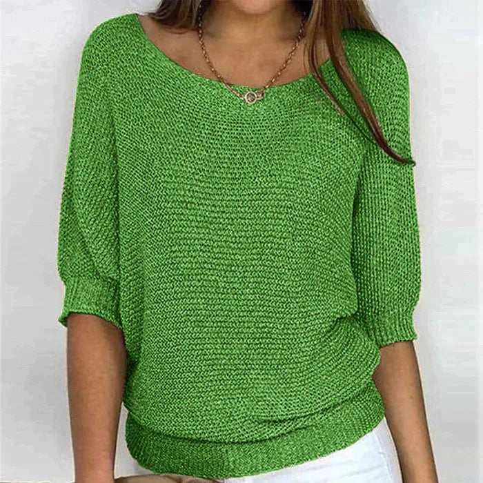 Moderner Damen Strickpullover, bequeme Herbst-Wintermode. Stilvolles Langarm-Oberteil für einen lässigen Look.