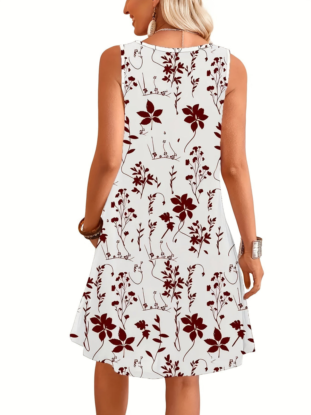 Blumenmuster Sommerkleid für Damen, ärmellos und bequem, ein Must-have für den Urlaub.