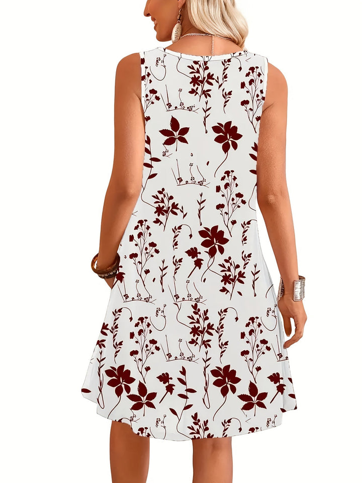 Blumenmuster Sommerkleid für Damen, ärmellos und bequem, ein Must-have für den Urlaub.