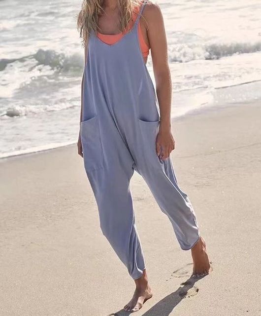 Vielseitiger Damen Sommer Jumpsuit. Oversized Einteiler mit weitem Bein, ideal für Urlaub, Freizeit & Alltag.