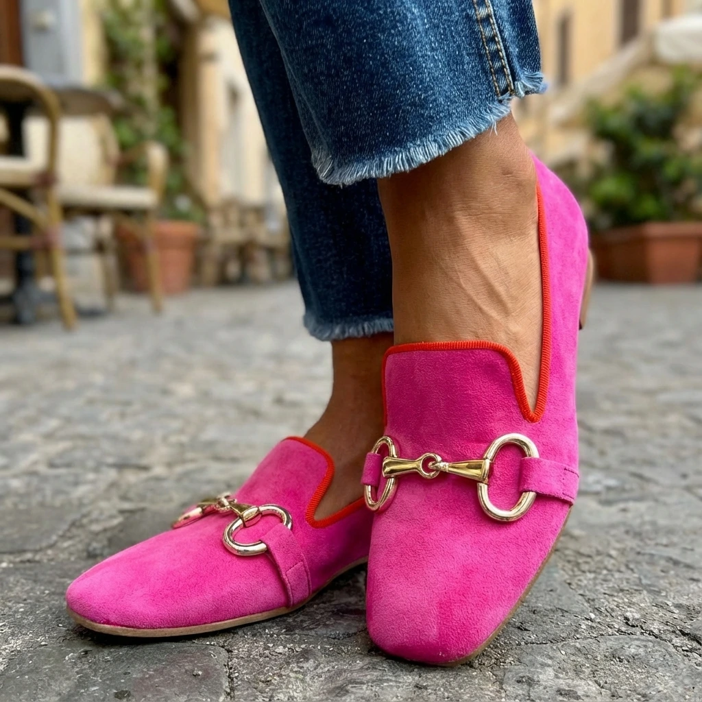 Elegante Damen Loafer mit dekorativen Schnallen für stilvollen Komfort im Alltag oder Büro.