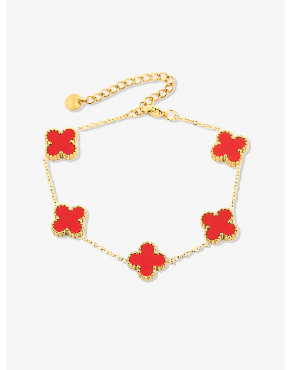 Glücksbringer-Armband für Damen: filigranes Design mit symbolischem fünfblättrigem Kleeblatt.